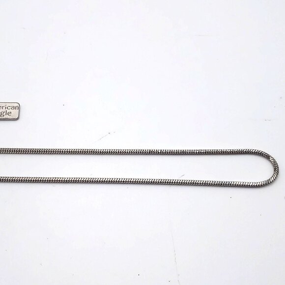 American Eagle Choker Necklace Silver-Tone Snake Chain Adjustable 12"-15" Length - Picture 4 of 10